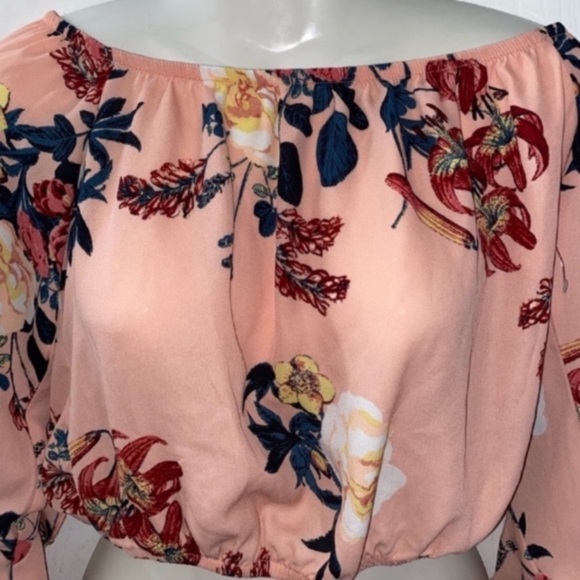 Charlotte Russe Floral Ruffle Sleeve Crop Top Blouse Juniors / Women’s Small - Picture 2 of 12
